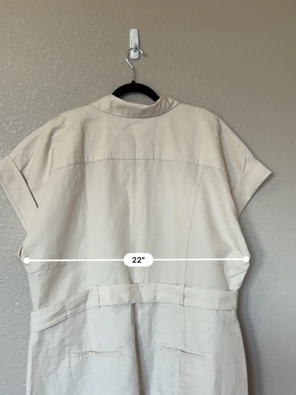 Banana Republic Linen Blend Belted Wide Leg Jumpsuit Ivory 2X